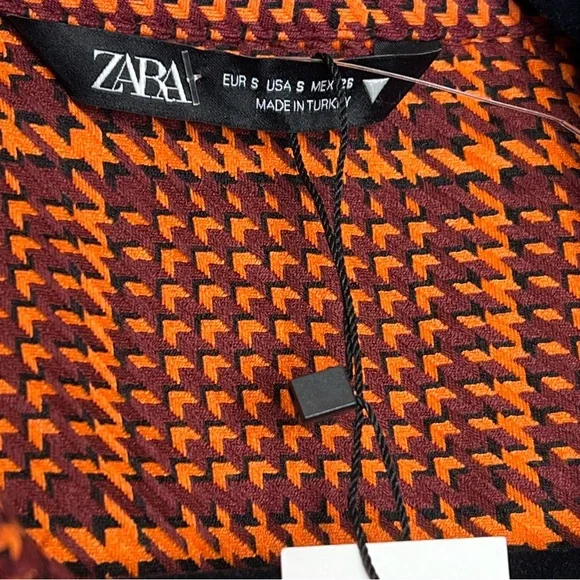 Zara Plaid Crop Top Orange Size Small - Picture 7 of 9
